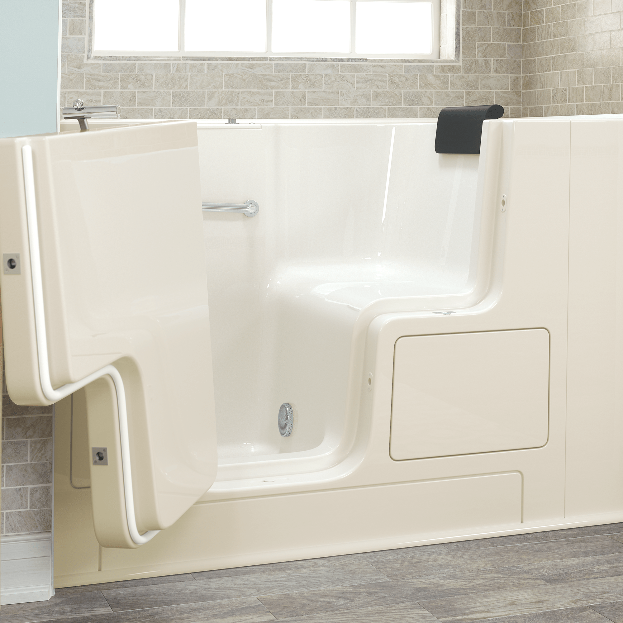 Gelcoat Premium Series 32 x 52  Inch Walk in Tub With Soaker System   Left Hand Drain WIB LINEN